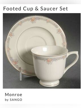 Sango Regency Collection Monroe China Footed Cup & Saucer DR12